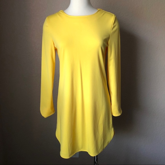 bright yellow long sleeve dress